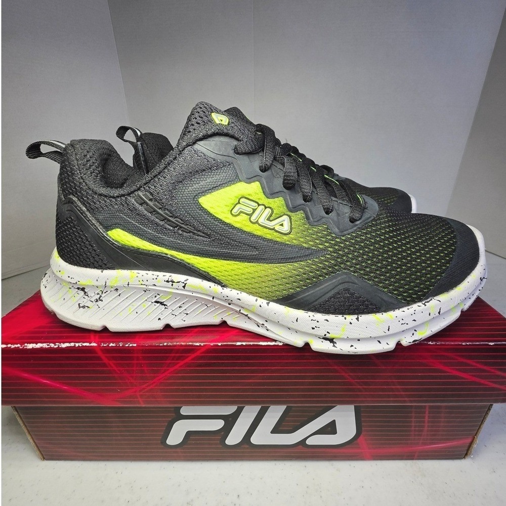 FILA Primeforce 8 Marble Kids Shoes Black Yellow Sneaker Size 4.5 NWB